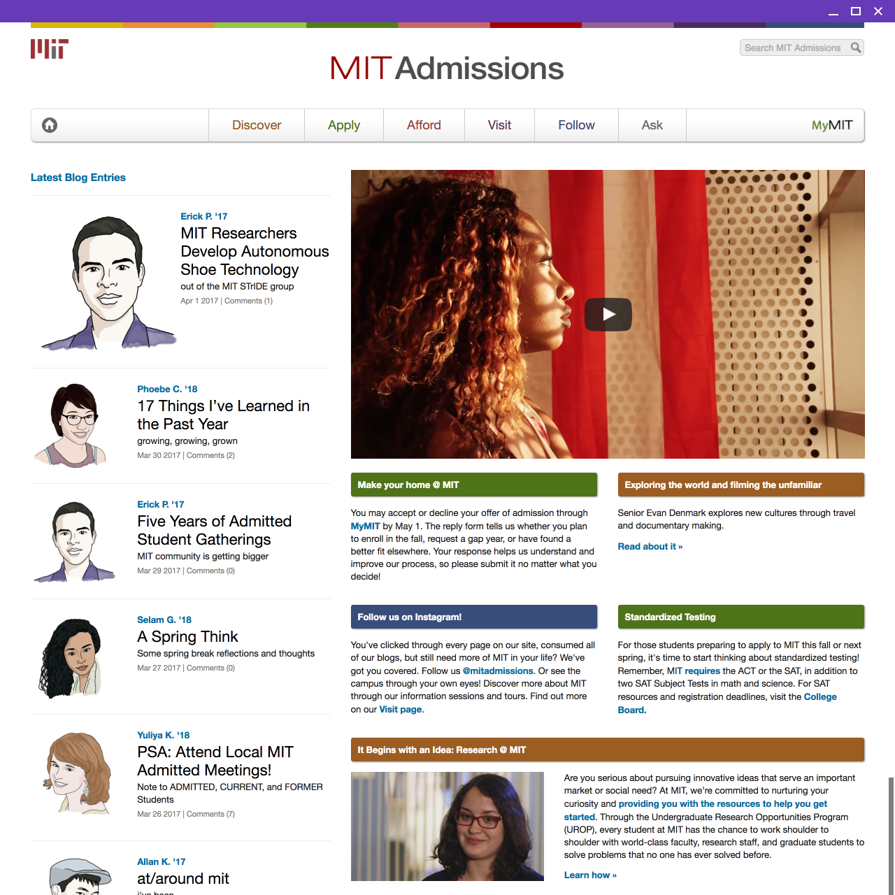 MIT admissions website