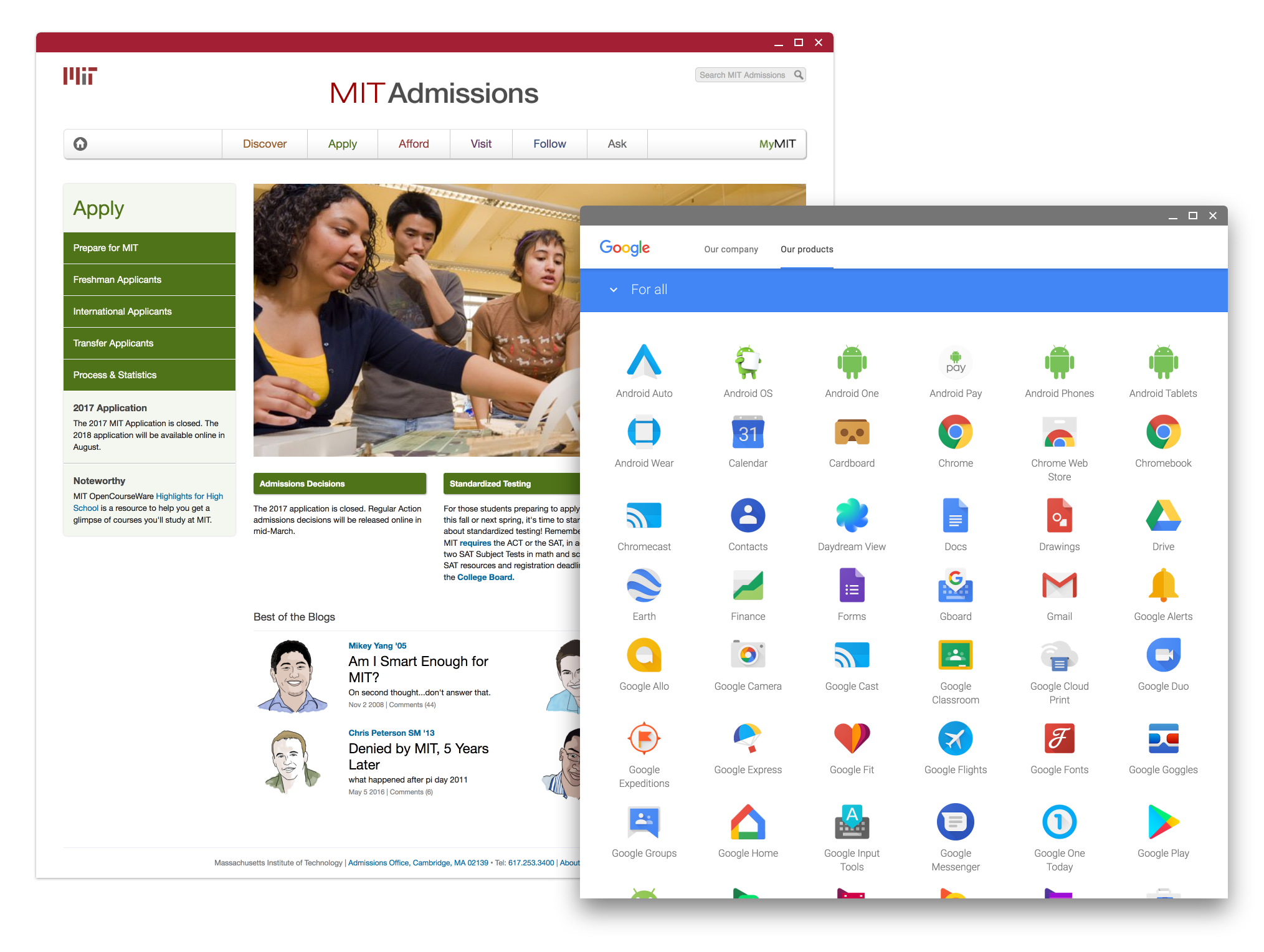 Synthesis of Mit Admissions, and Google Products